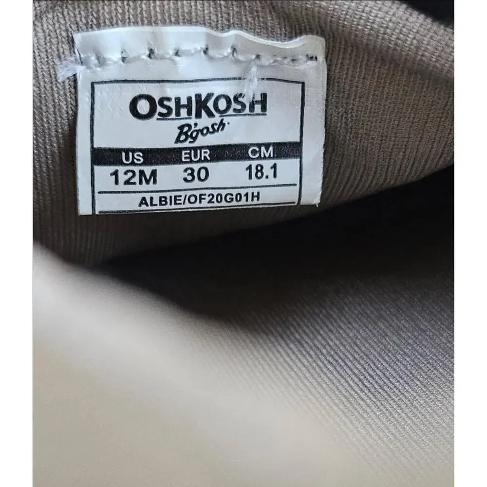 OshKosh B'gosh Albie Boat Shoe Shoes Tan‎ Fixed Laces Classic Preppy Kids 12M